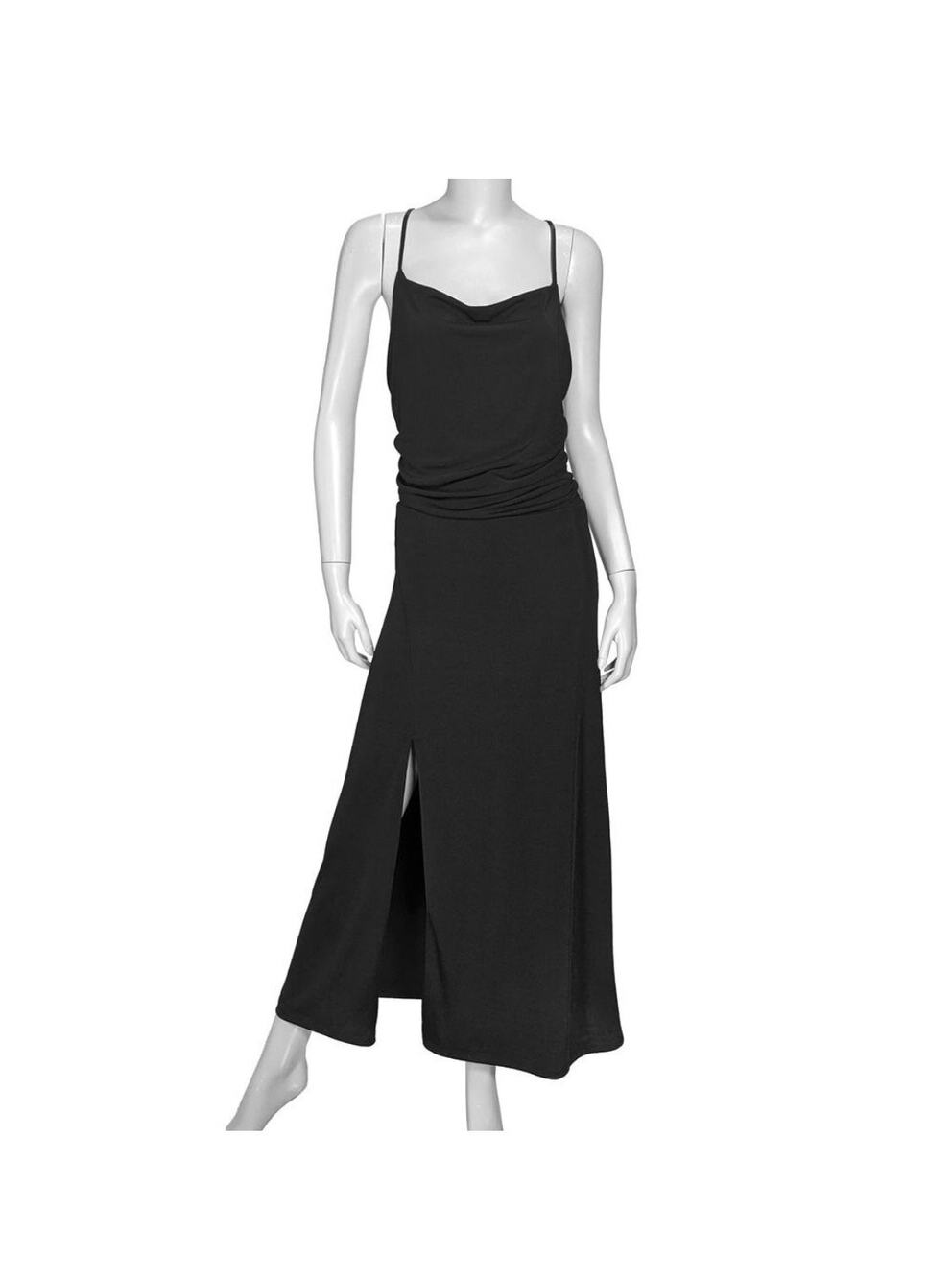 New Jason Wu Textured Cowl Neck Backless Spaghetti Strap Dress Slit Size Medium